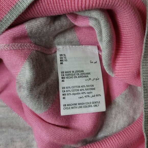Charter Club Sweater XL Pink Gray Striped Crew Neck Pullover Gold Buttons - Picture 3 of 5